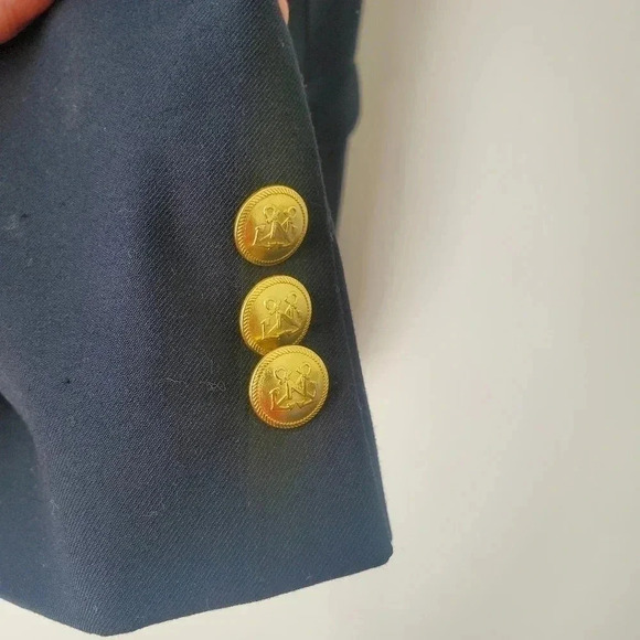 Nautica oversized navy blue gold button nautical - Picture 5 of 11